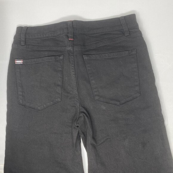 Alice + Olivia Roxie Feather Trim Flared Black Jeans 28 NWT - Picture 13 of 13